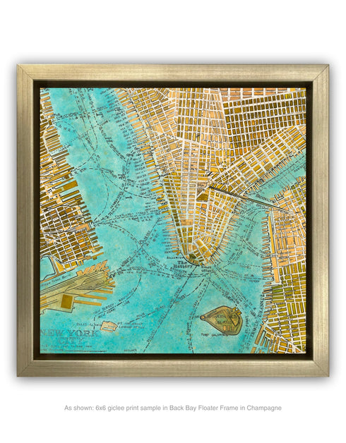Manhattan Map | Framed Giclee Print on Canvas